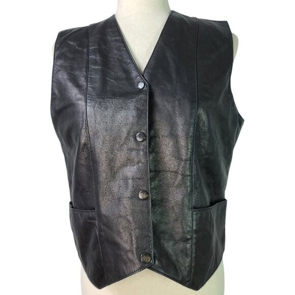 USA Bikers Dream Apparel Black Moto Snap Front Lace up Rear Vest NEW Medium - Picture 1 of 5